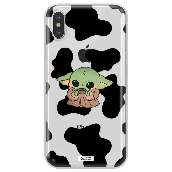 a cartoon of a baby yoda Apple iPhone X Clear TPU Case