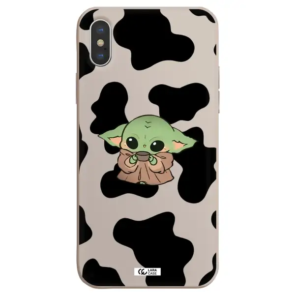 a cartoon of a baby yoda Apple iPhone X Silicone Stone Case
