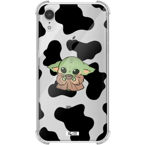 a cartoon of a baby yoda Apple iPhone XR Clear PC Case