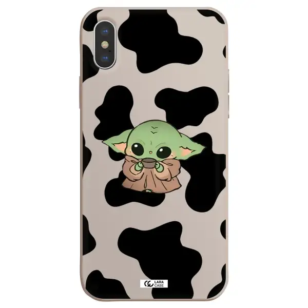 a cartoon of a baby yoda Apple iPhone XS Silicone Stone Case