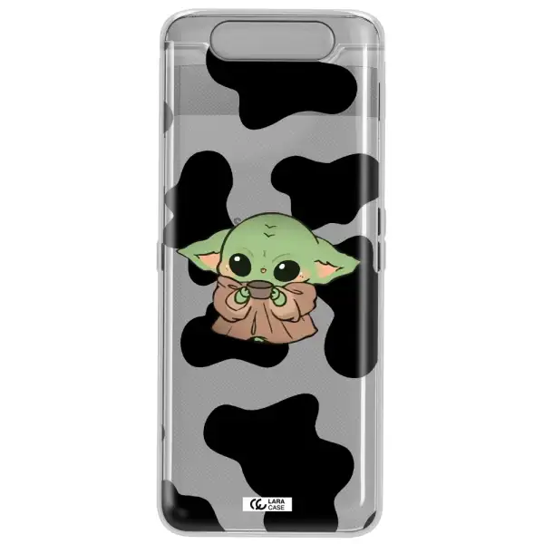 a cartoon of a baby yoda Samsung A80 Clear TPU Case
