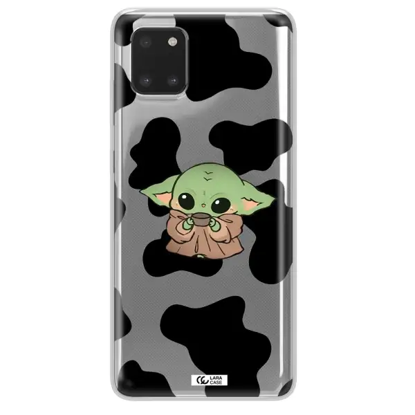 a cartoon of a baby yoda Samsung A81 Clear TPU Case