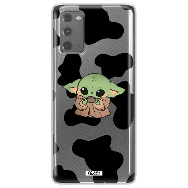 a cartoon of a baby yoda Samsung Note 20 Clear TPU Case