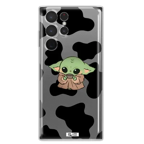a cartoon of a baby yoda Samsung S 22 Ultra Clear TPU Case