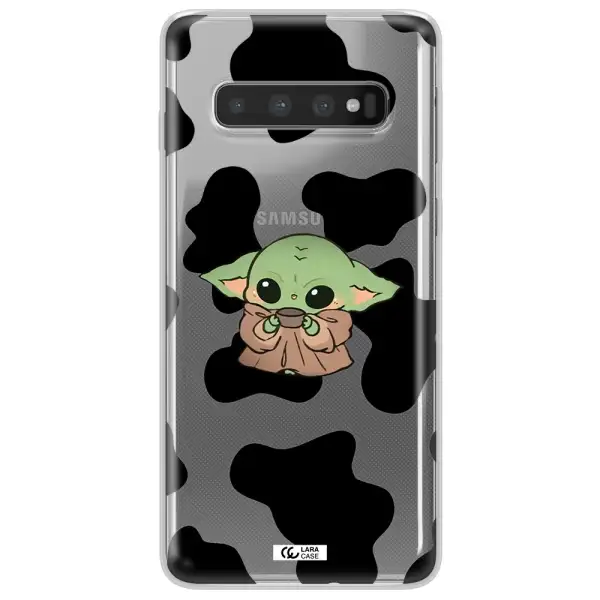 a cartoon of a baby yoda Samsung S10 Plus Clear TPU Case