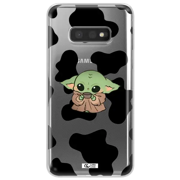 a cartoon of a baby yoda Samsung S10e Clear TPU Case