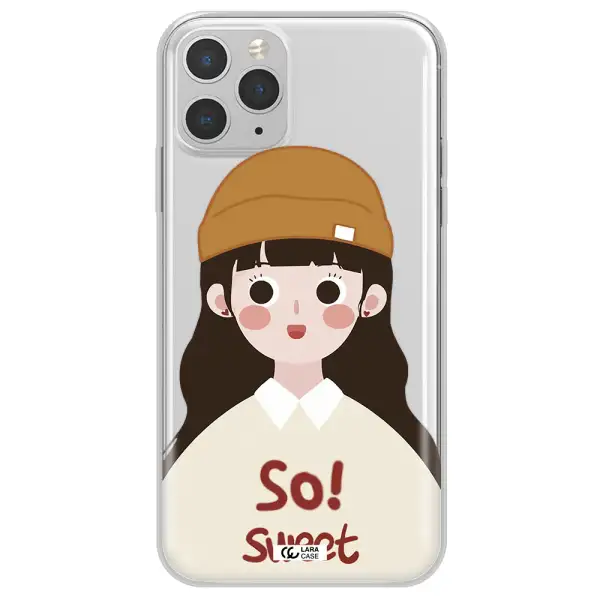 a cartoon of a girl with brown hair Apple iPhone 11 pro max Clear TPU Case