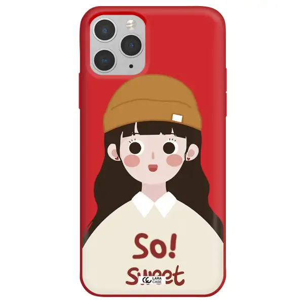 a cartoon of a girl with brown hair Apple iPhone 11 pro max Silicone Imperial Red Case