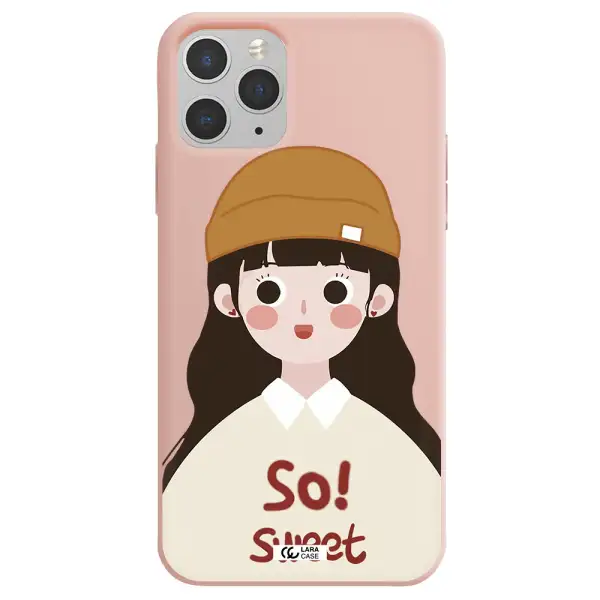 a cartoon of a girl with brown hair Apple iPhone 11 pro Silicone pastel pink Case