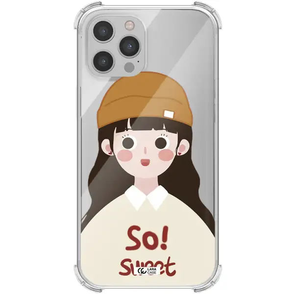 a cartoon of a girl with brown hair Apple iPhone 12 pro max Clear PC Case