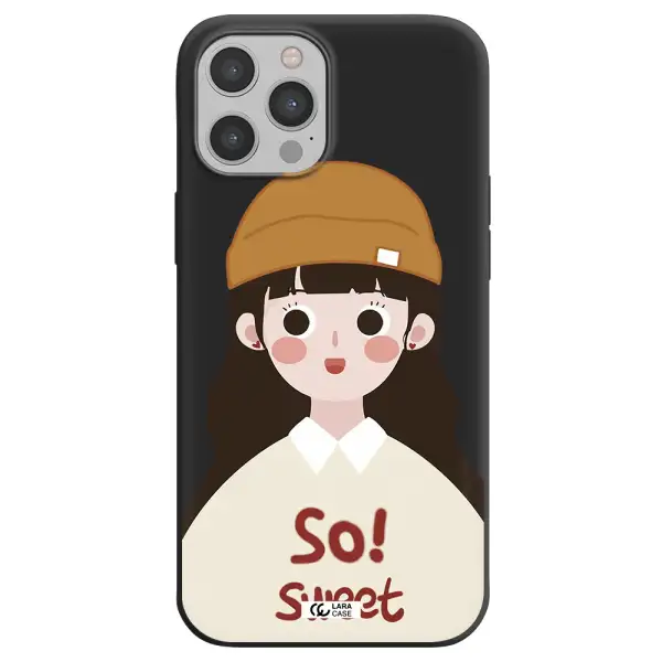 a cartoon of a girl with brown hair Apple iPhone 12 pro Silicone black Case
