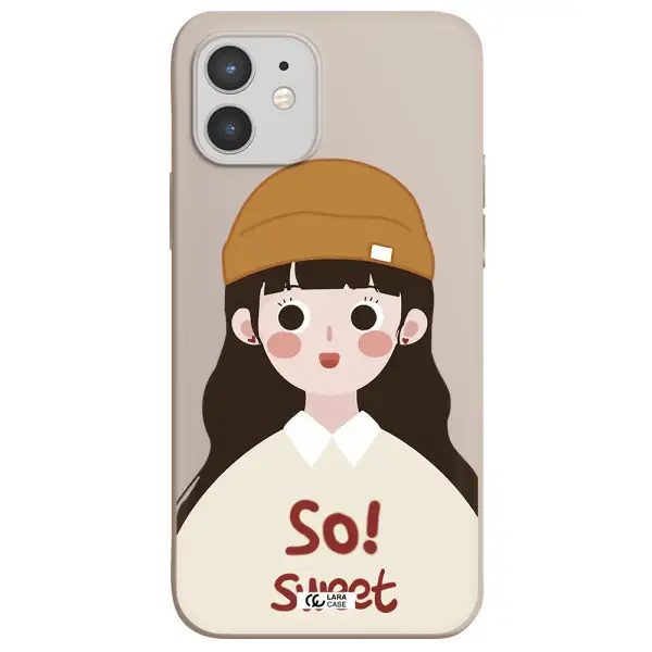 a cartoon of a girl with brown hair Apple iPhone 12 Silicone Stone Case