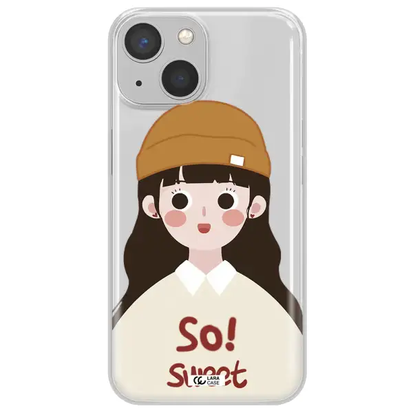a cartoon of a girl with brown hair Apple iPhone 13 Clear TPU Case