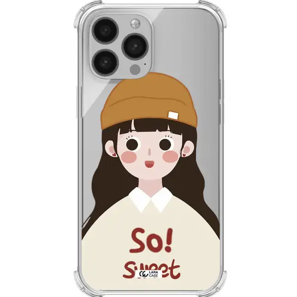 a cartoon of a girl with brown hair Apple iPhone 13 Pro Clear PC Case
