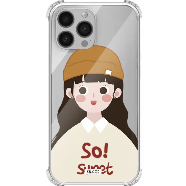 a cartoon of a girl with brown hair Apple iPhone 13 Pro Max Clear PC Case