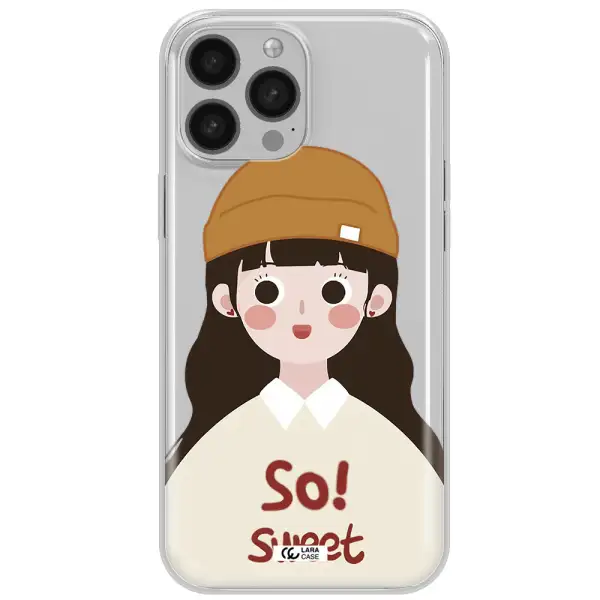 a cartoon of a girl with brown hair Apple iPhone 13 Pro Max Clear TPU Case