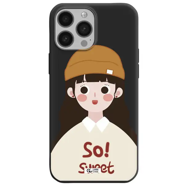 a cartoon of a girl with brown hair Apple iPhone 13 Pro Silicone black Case