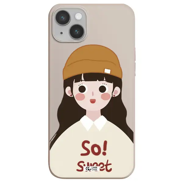 a cartoon of a girl with brown hair Apple iPhone 14 plus Silicone Stone Case