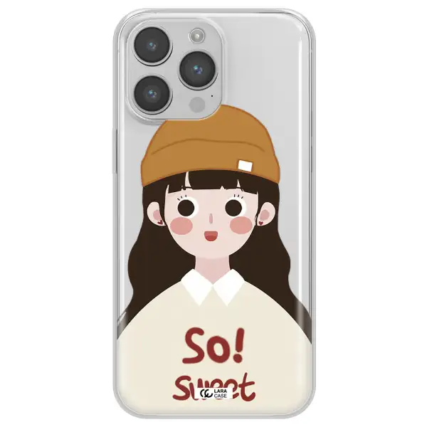 a cartoon of a girl with brown hair Apple iPhone 14 pro Clear TPU Case