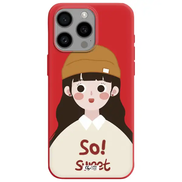 A Cartoon Of A Girl With Brown Hair Apple Iphone 15 Pro Max Silicone Imperial Red Case