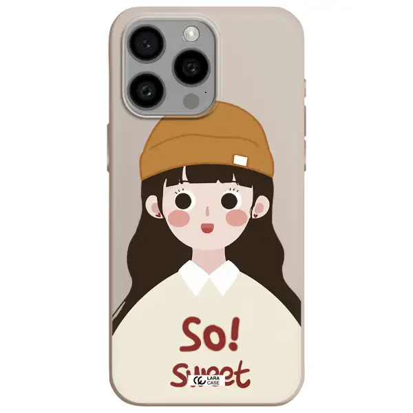 a cartoon of a girl with brown hair Apple Iphone 15 Pro max Silicone Stone Case