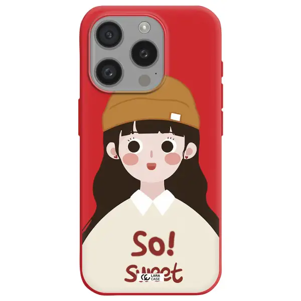A Cartoon Of A Girl With Brown Hair Apple Iphone 15 Pro Silicone Imperial Red Case