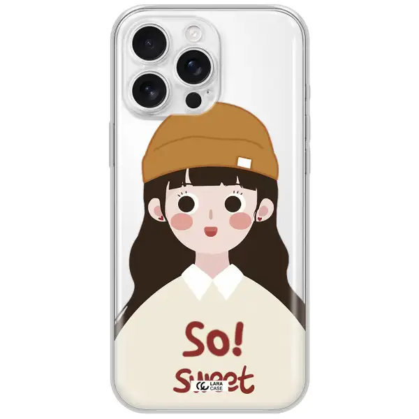 A Cartoon Of A Girl With Brown Hair Apple Iphone 16 Pro Max Clear Tpu Case