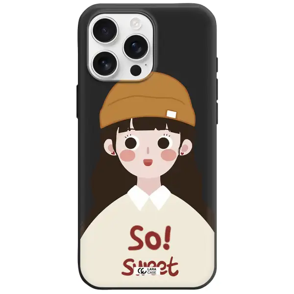 A Cartoon Of A Girl With Brown Hair Apple Iphone 16 Pro Max Silicone Black Case