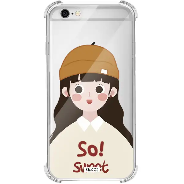 a cartoon of a girl with brown hair Apple iPhone 6 Clear PC Case