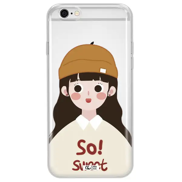 a cartoon of a girl with brown hair Apple iPhone 6 Clear TPU Case