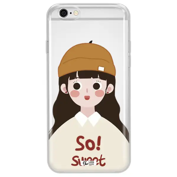 a cartoon of a girl with brown hair Apple iPhone 6 plus Clear TPU Case