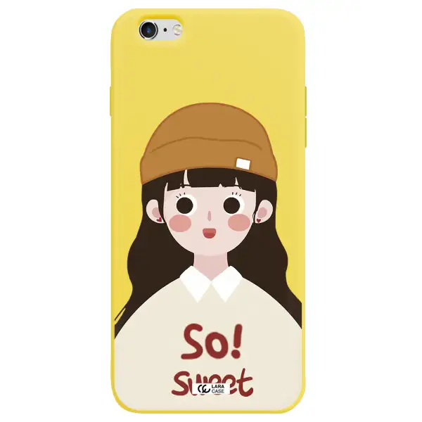 a cartoon of a girl with brown hair Apple iPhone 6 s plus Silicone canary yellow Case