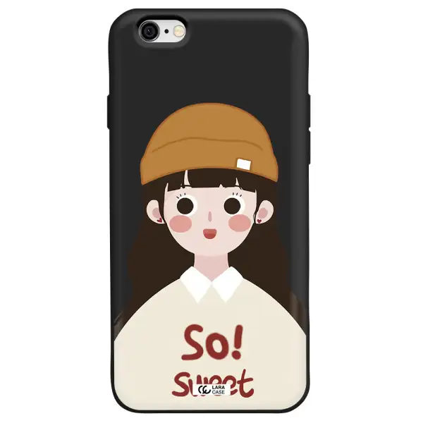 a cartoon of a girl with brown hair Apple iPhone 6 Silicone black Case