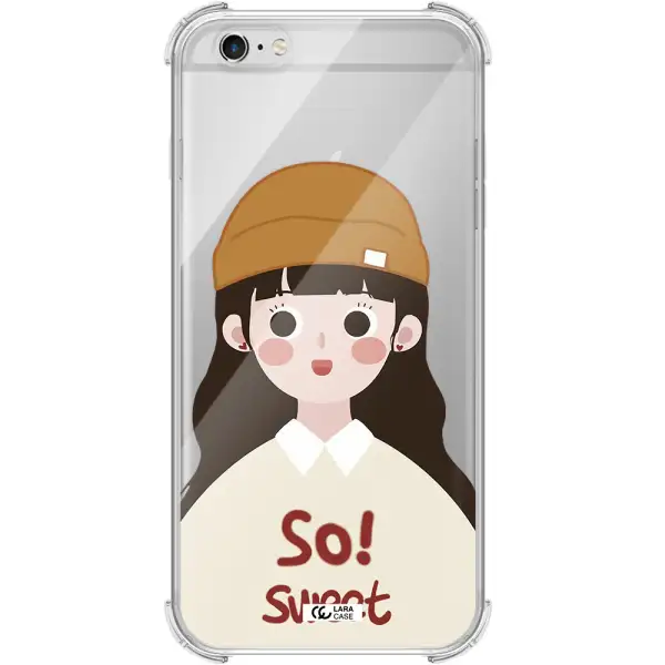 a cartoon of a girl with brown hair Apple iPhone 6S Clear PC Case