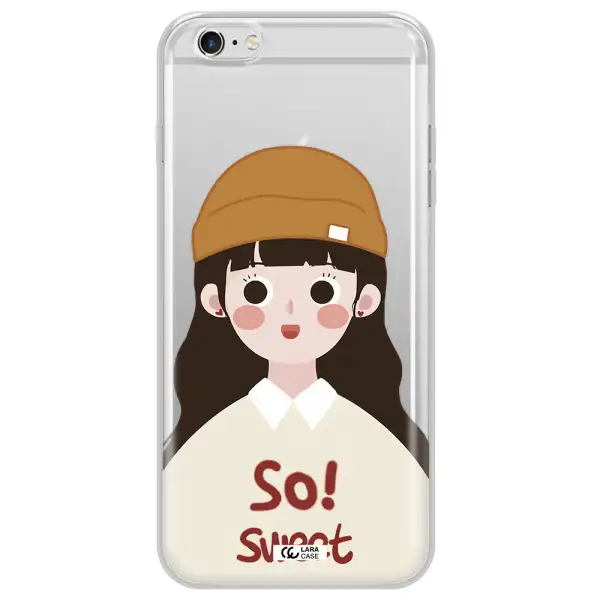 a cartoon of a girl with brown hair Apple iPhone 6S Clear TPU Case