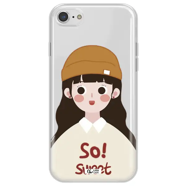 a cartoon of a girl with brown hair Apple iPhone 7 Clear TPU Case