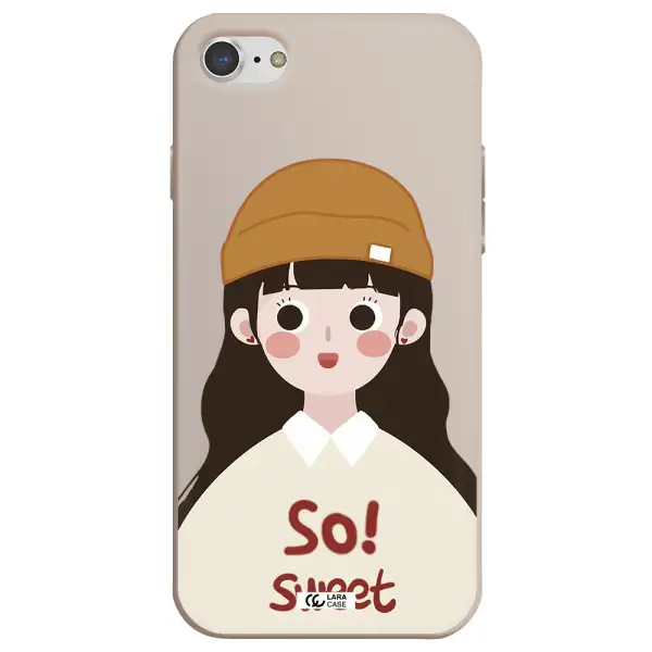 a cartoon of a girl with brown hair Apple iPhone 7 Silicone Stone Case