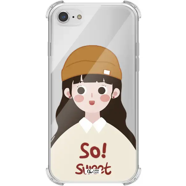 a cartoon of a girl with brown hair Apple iPhone 8 Clear PC Case