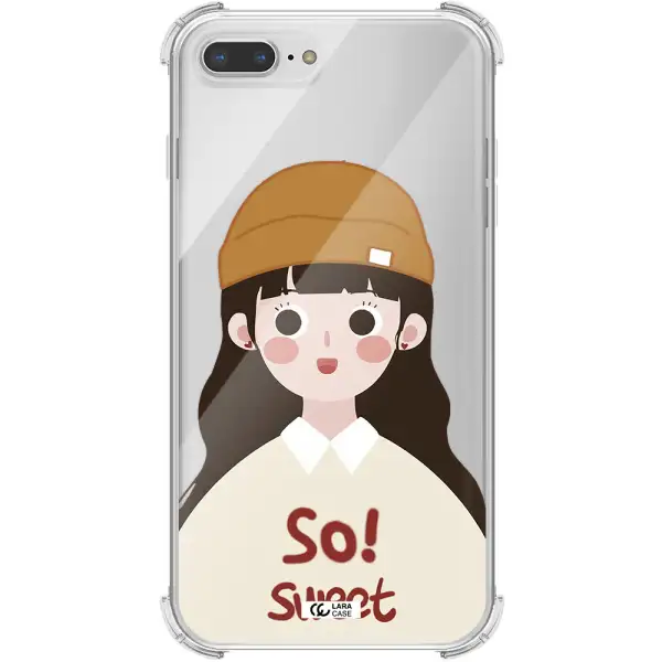 a cartoon of a girl with brown hair Apple iPhone 8 plus Clear PC Case