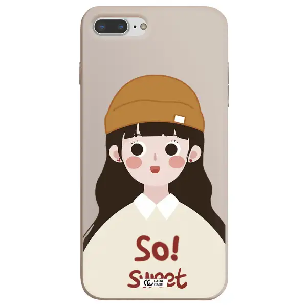 a cartoon of a girl with brown hair Apple iPhone 8 plus Silicone Stone Case