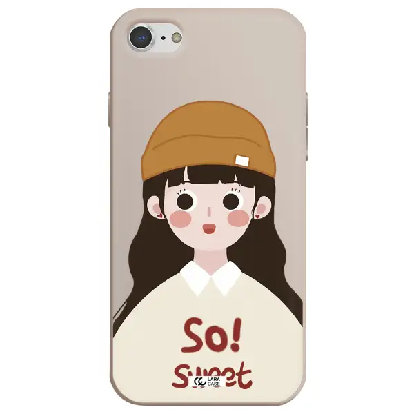a cartoon of a girl with brown hair Apple iPhone 8 Silicone Stone Case