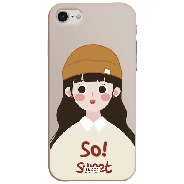 a cartoon of a girl with brown hair Apple iPhone se 2020 Silicone Stone Case