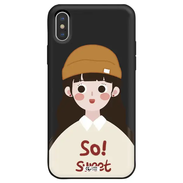 a cartoon of a girl with brown hair Apple iPhone X Silicone black Case