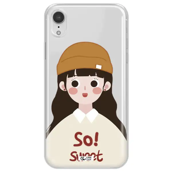 a cartoon of a girl with brown hair Apple iPhone XR Clear TPU Case