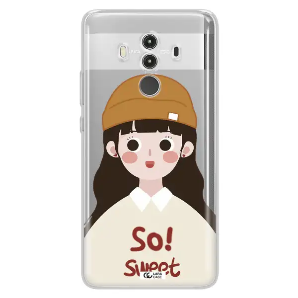 a cartoon of a girl with brown hair Huawei Mate 10 Clear TPU Case