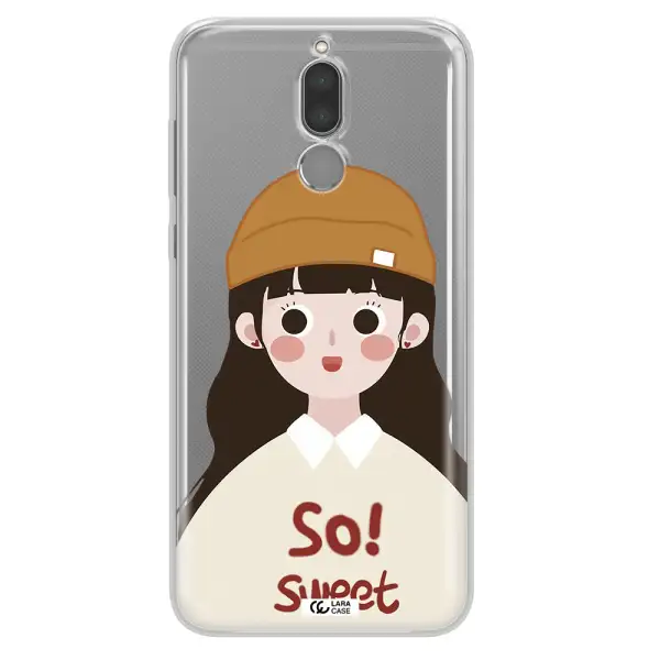 a cartoon of a girl with brown hair Huawei Mate 10 Lite Clear TPU Case