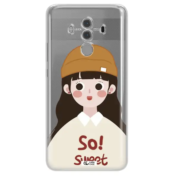 a cartoon of a girl with brown hair Huawei Mate 10 Pro Clear TPU Case