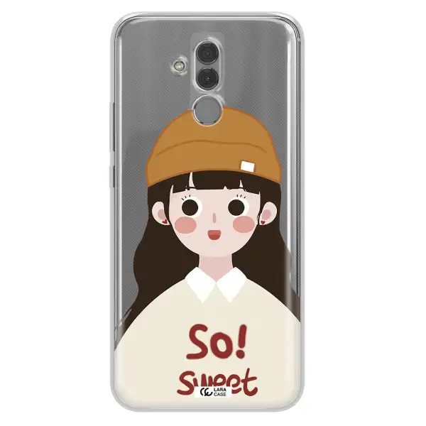 a cartoon of a girl with brown hair Huawei Mate 20 Lite Clear TPU Case