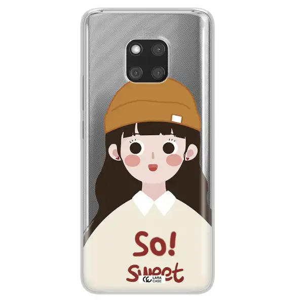 a cartoon of a girl with brown hair Huawei Mate 20 Pro Clear TPU Case