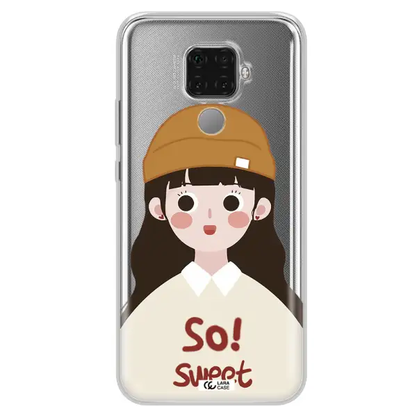 a cartoon of a girl with brown hair Huawei Mate 30 Lite Clear TPU Case